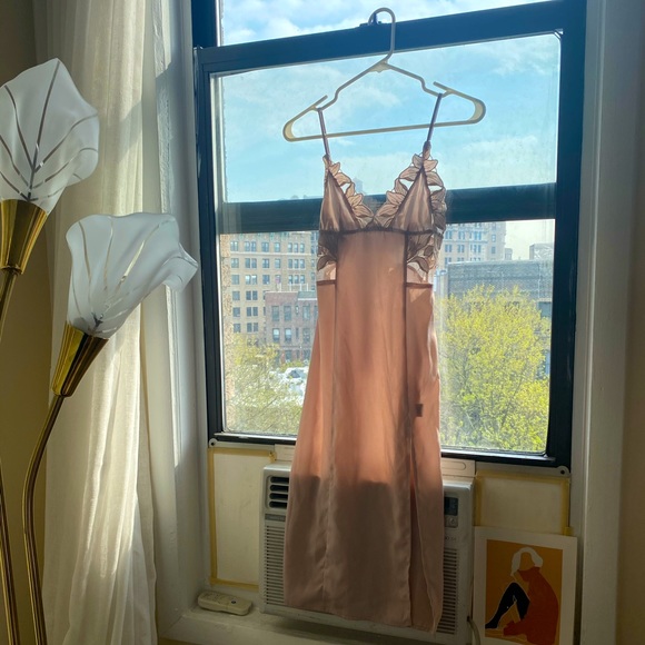 Honey Punch Embroidered Slip Dress with Slit - Picture 2 of 14